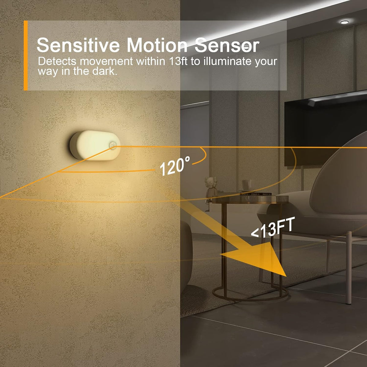 Luz nocturna de batería recargable con sensor de movimiento, paquete