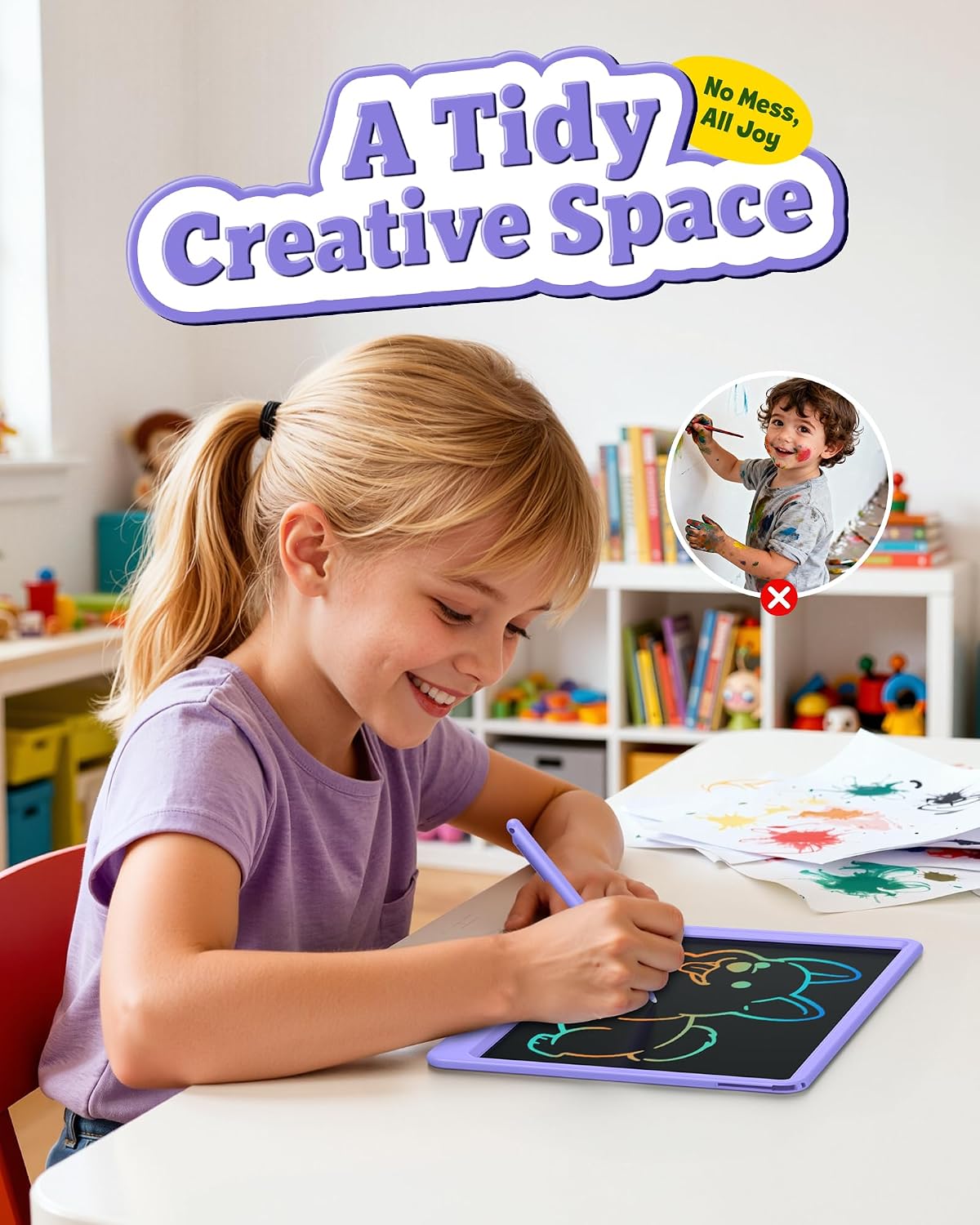 Tableta de escritura LCD de 12 pulgadas para niños de 3 a 8 años – Bloc de dibujo electrónico y tablero de garabatos como regalo educativo de cumpleaños para niñas y niños (morado)