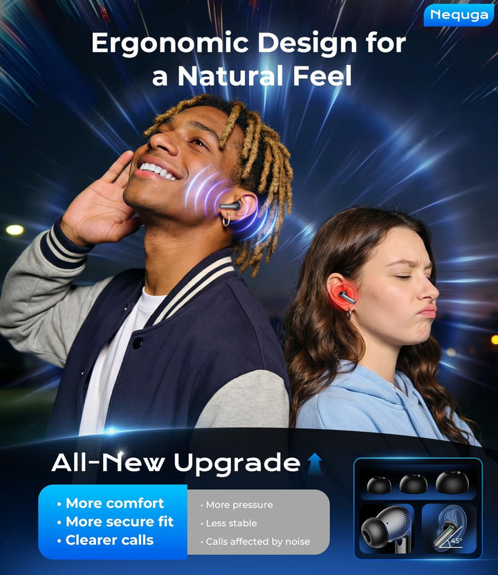Nequga Auriculares inalámbricos Bluetooth, auriculares de reproducc...