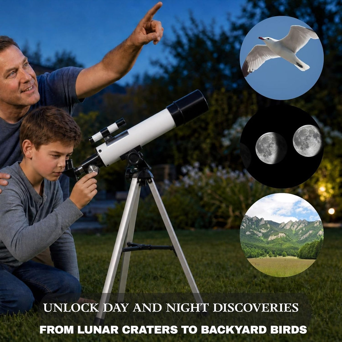 Telescopio para niños de 8 a 12 años, 100 aumentos para