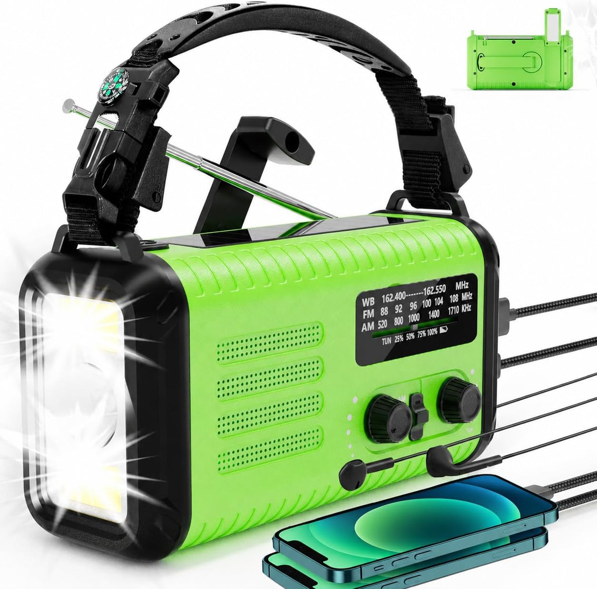 Radio de manivela de emergencia 20000mAh, radio meteorológica de