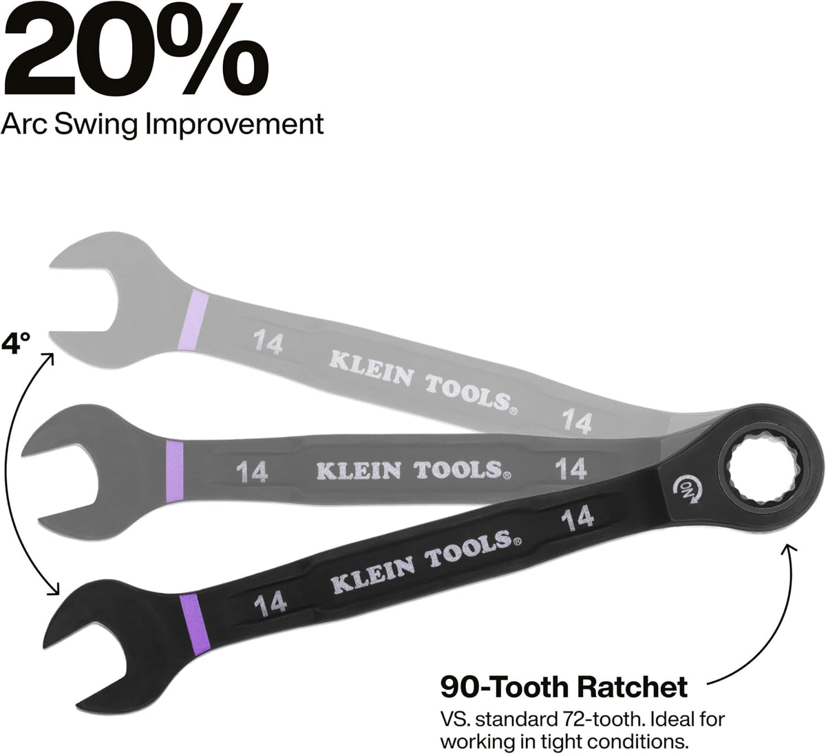 KLEIN TOOLS 69408MG - Juego de llaves de trinquete combinadas, métricas, 8 piezas, 8 a 19 mm, aleación de acero, funda de espuma, 90 dientes
