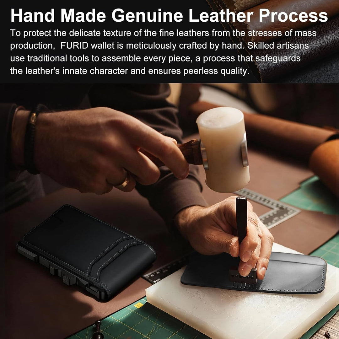furid Cartera de cuero genuino para hombre: carteras minimalistas R...