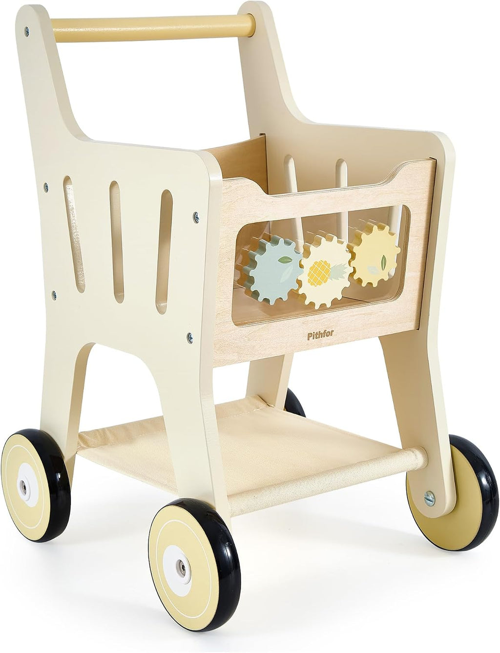 Carrito de compras de madera para niños, 3 en 1 caminante de madera para bebés, cochecito de muñeca de bebé, carrito de compras de juguete para niños pequeños de 1 a 3 años