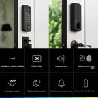 myQ Secure View™ Cerradura inteligente 3 en 1 con cámara de timbre de video HDR 2K, acceso facial, acceso de huellas dactilares, control PIN y aplicaciones: entrada inteligente con cámara incorporada
