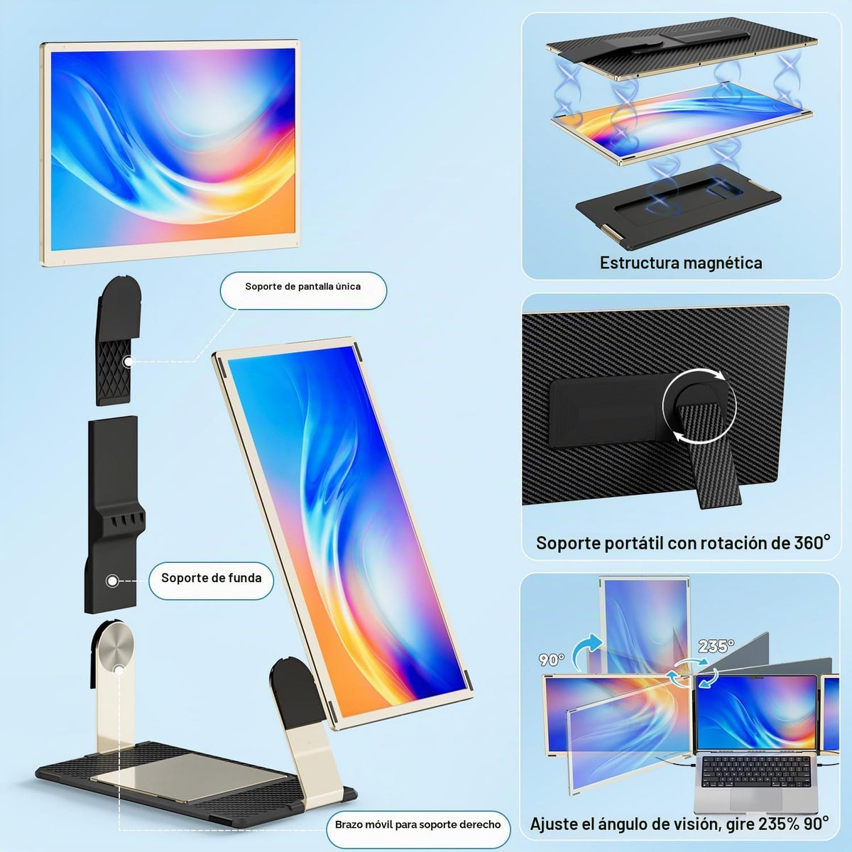 KEFEYA Extensor de pantalla para portátil de 15.6 pulgadas, FHD 108...