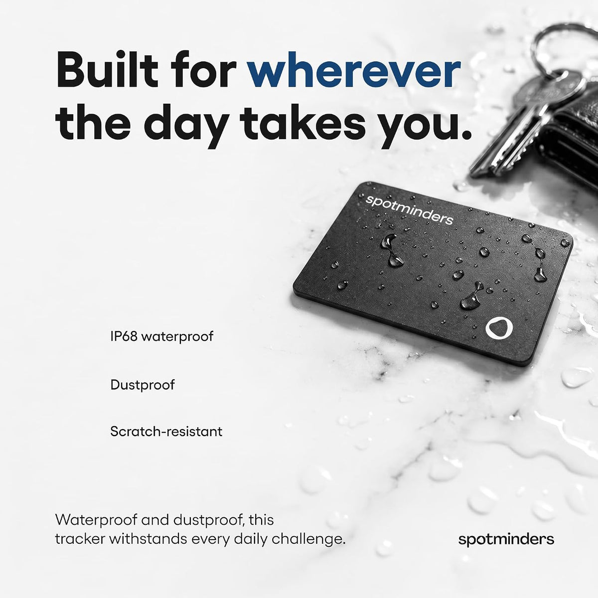 SPOTMINDERS Apple MFi - Cartera para tarjetas de crédito con certificación MFi Pro, paquete de 4 unidades (solo iOS) funciona con Apple Find My Tarjeta de seguimiento recargable para billetera IP68
