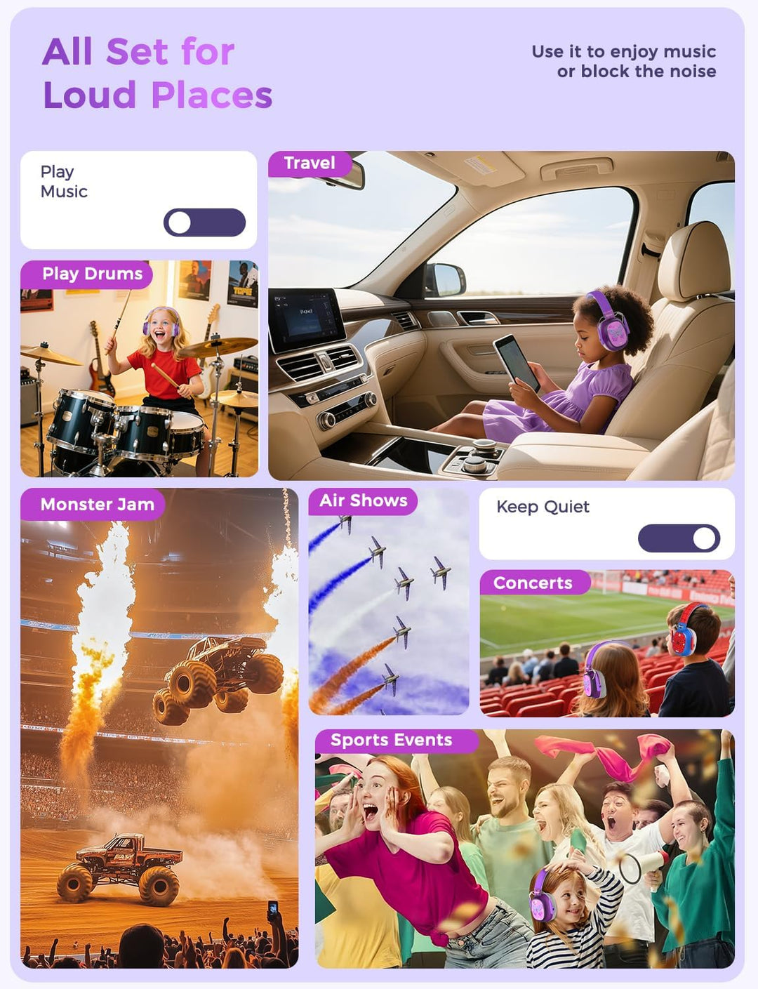 iClever - Auriculares con cancelación de ruido para niños y adultos...