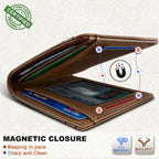 BULLIANT Cartera magnética para hombre, de piel de grano completo,...
