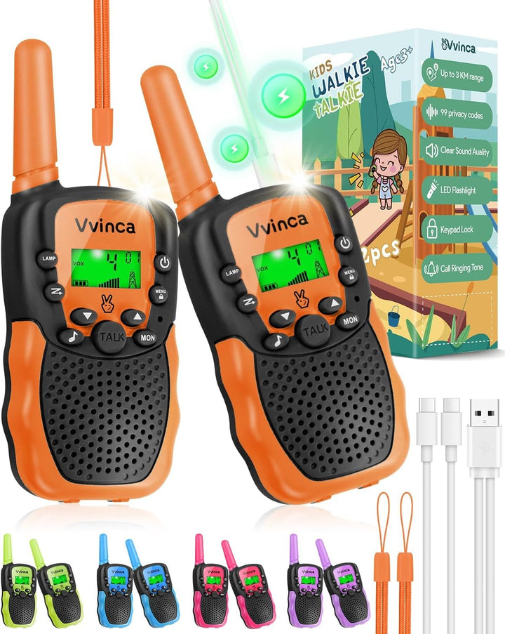 Vvinca Walkie Talkies para niños recargables, juguetes y regalos pa...