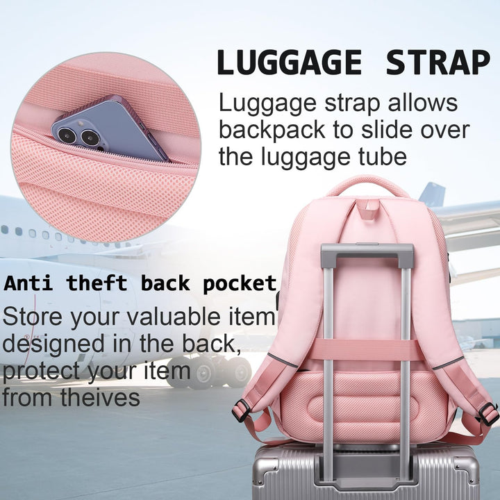 Mochila para Laptop Volher, Rosa claro, 15,6 pulg., Computadora por...
