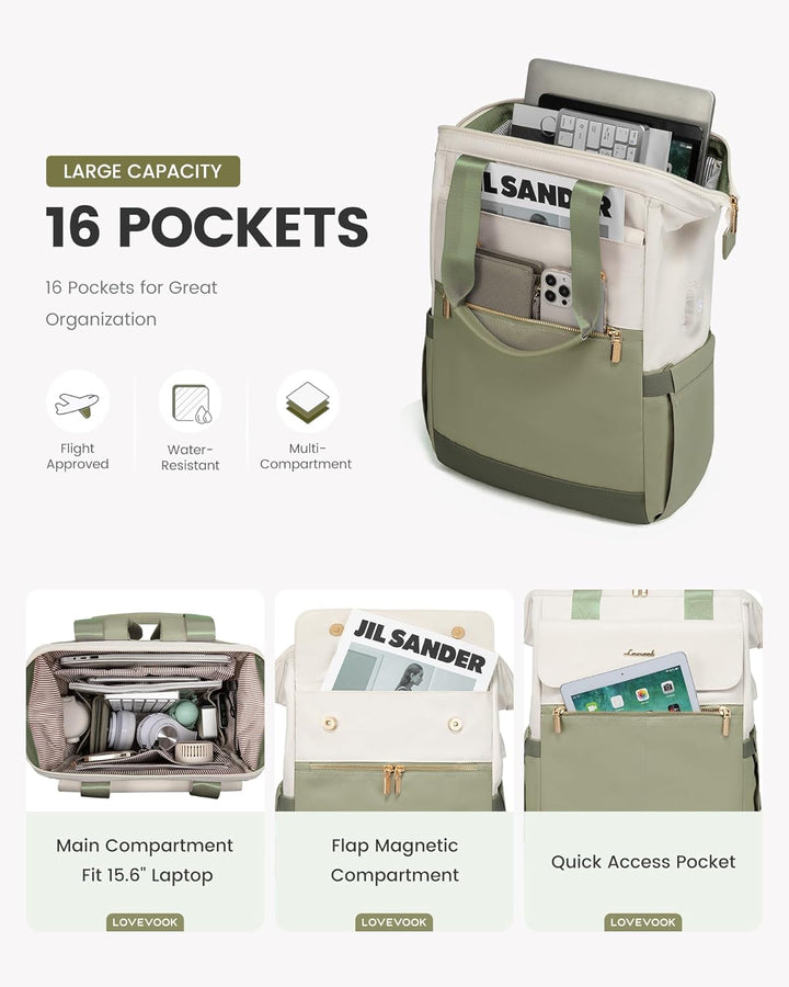 LOVEVOOK Mochila para laptop para mujeres, mochila de trabajo conve...