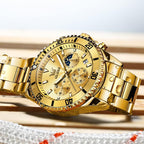 OLEVS Relojes para hombre, de cara grande, de acero inoxidable, resistente al agua, con fecha, analógicos, de cuarzo, modernos, de negocios, relojes de pulsera para hombre