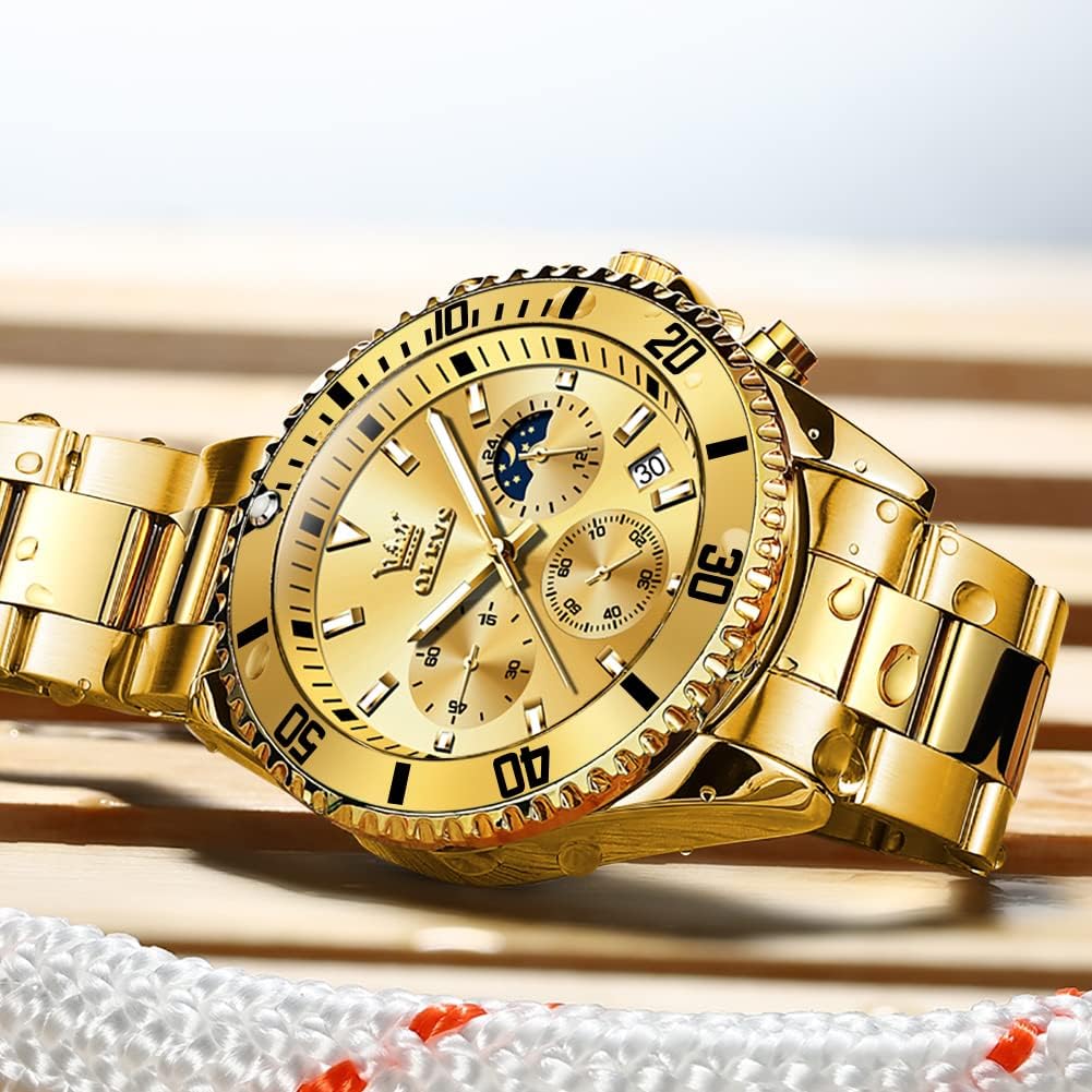 OLEVS Relojes para hombre, de cara grande, de acero inoxidable, resistente al agua, con fecha, analógicos, de cuarzo, modernos, de negocios, relojes de pulsera para hombre