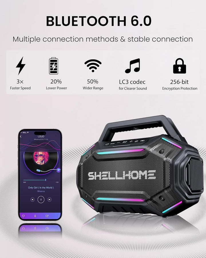 ShellHome Altavoces Bluetooth 6.0 para exterior, altavoz potente de...