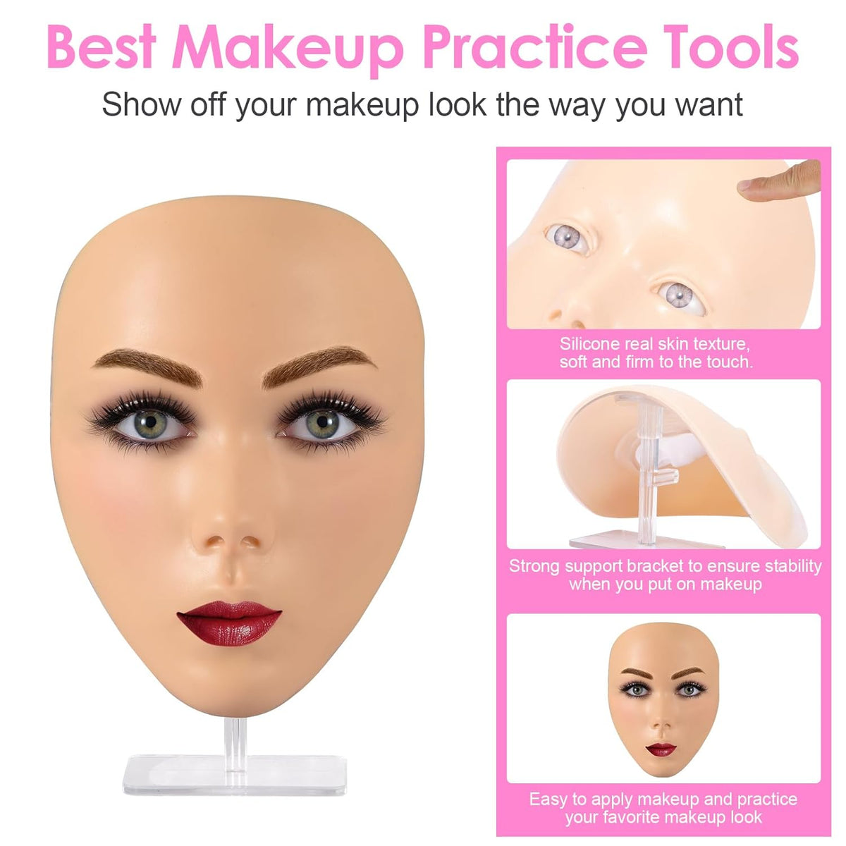 Kit de práctica de maquillaje 3D, tablero de práctica de silicona r...