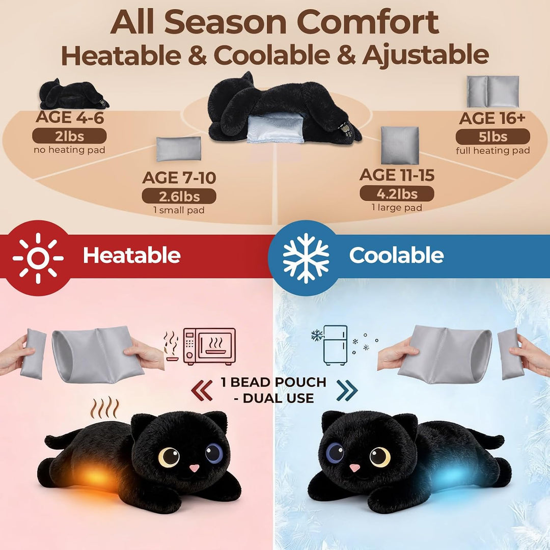 Mewaii Animales de peluche con peso de 5 libras ajustable, calentab...