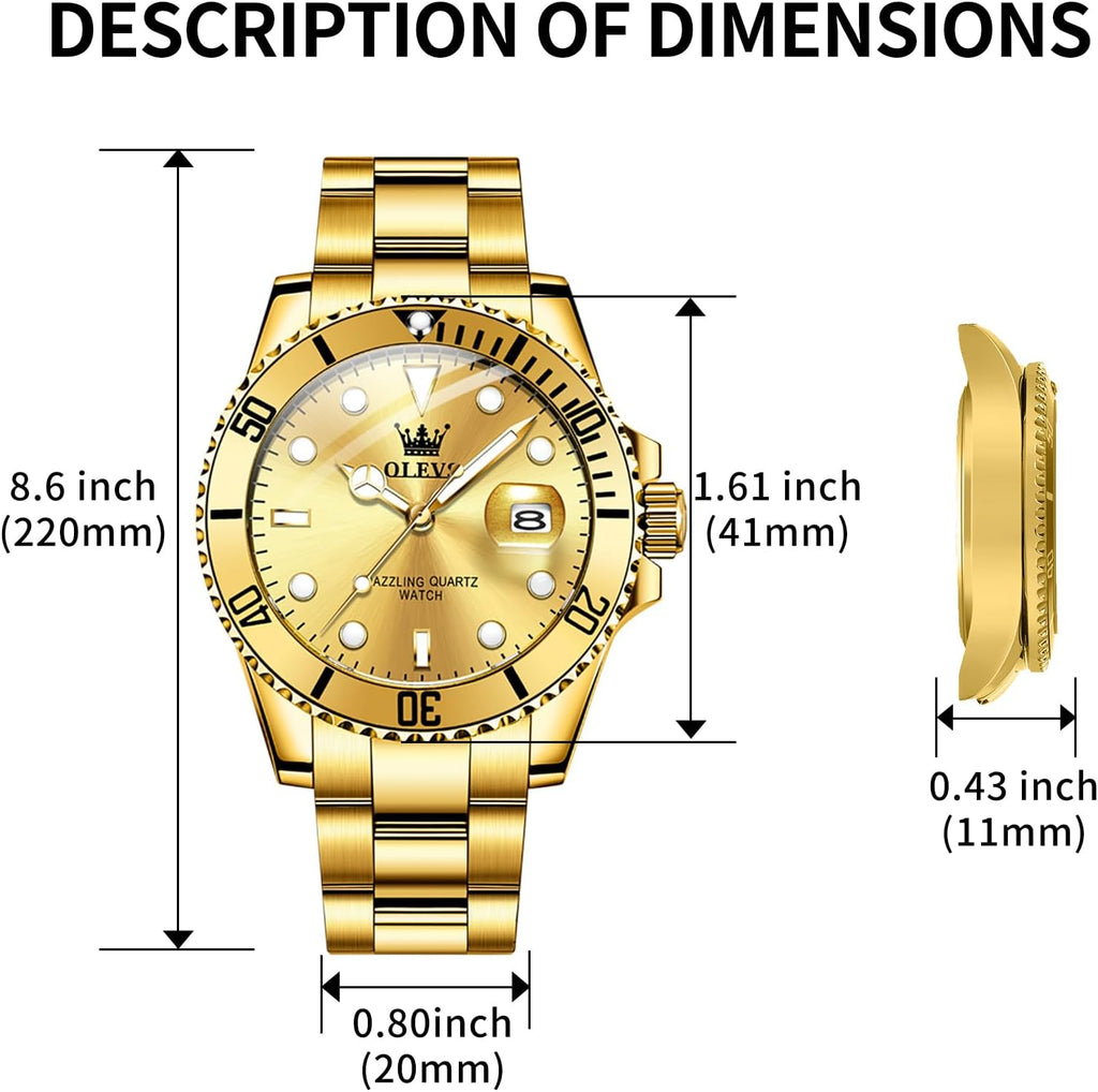 OLEVS Relojes de Lujo para Hombres, Gran Acero Inoxidable, Cuarzo Analógico, Resistente al Agua