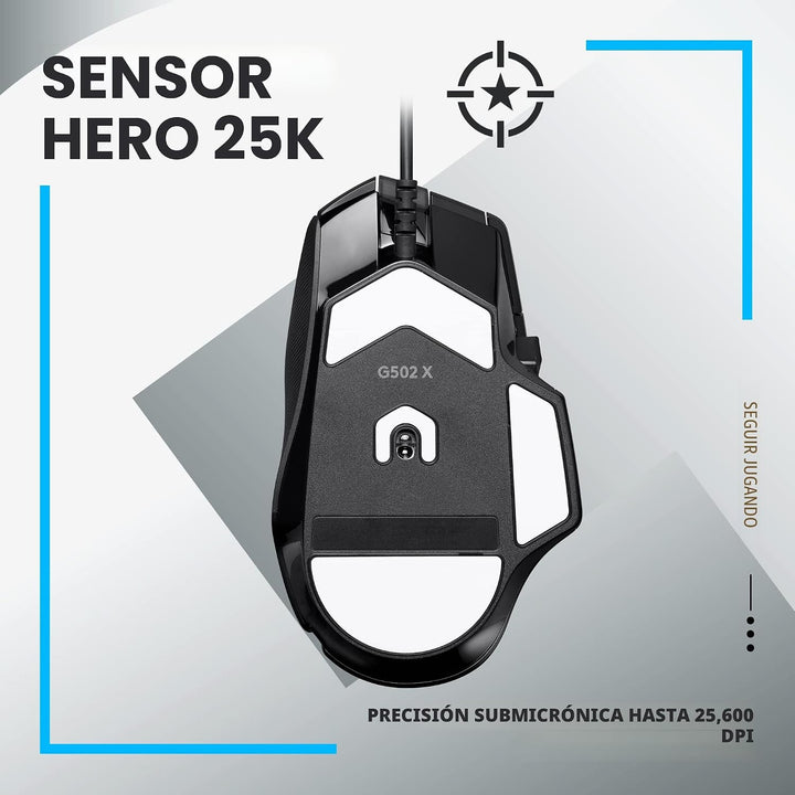 Logitech G502 X - Mouse de juegos con cable - Interruptores híbrido...