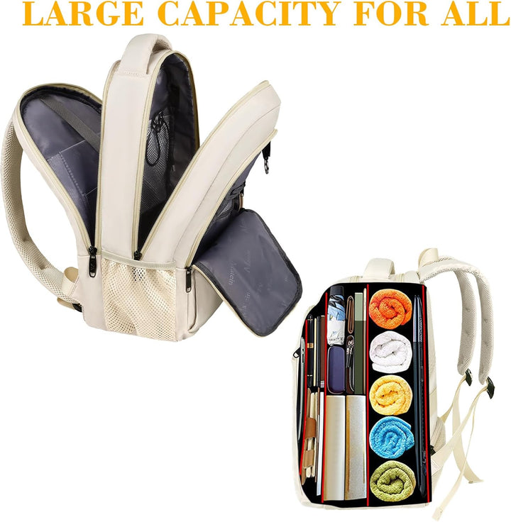 MATEIN - Mochila beige para laptop de 15.6 pulgadas, ligera y resis...