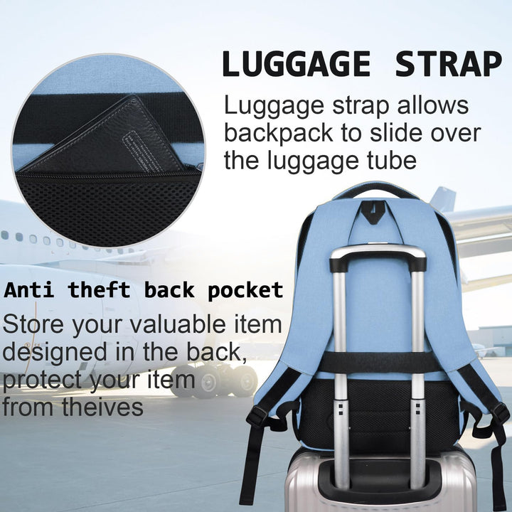 Mochila para Laptop Volher, Azul pálido, 15,6 pulg., Computadora po...