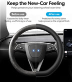 Wigoo Funda para volante para accesorios de 25 a 26 modelos Y/24-26 Modelo 3, forma D para Tesla Model Y Juniper y Model 3 Highland Premium Nappa con cuero de fibra de carbono para agarre