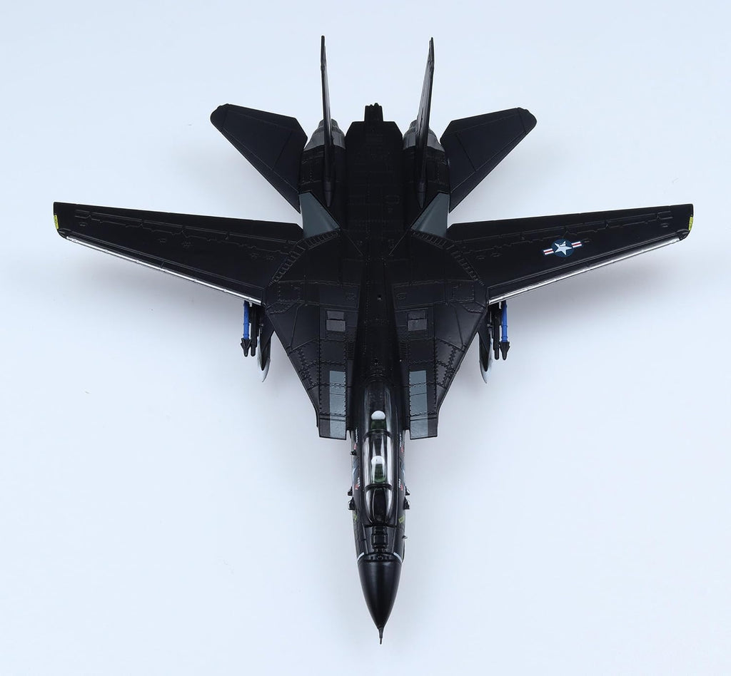 Grumman F-14 Tomcat VX-4 Modelo fundido a presión – 1/100 US Navy Fighter Jet, modelo de exhibición de metal preconstruido con soporte, regalo coleccionable para fanáticos de la aviación militar