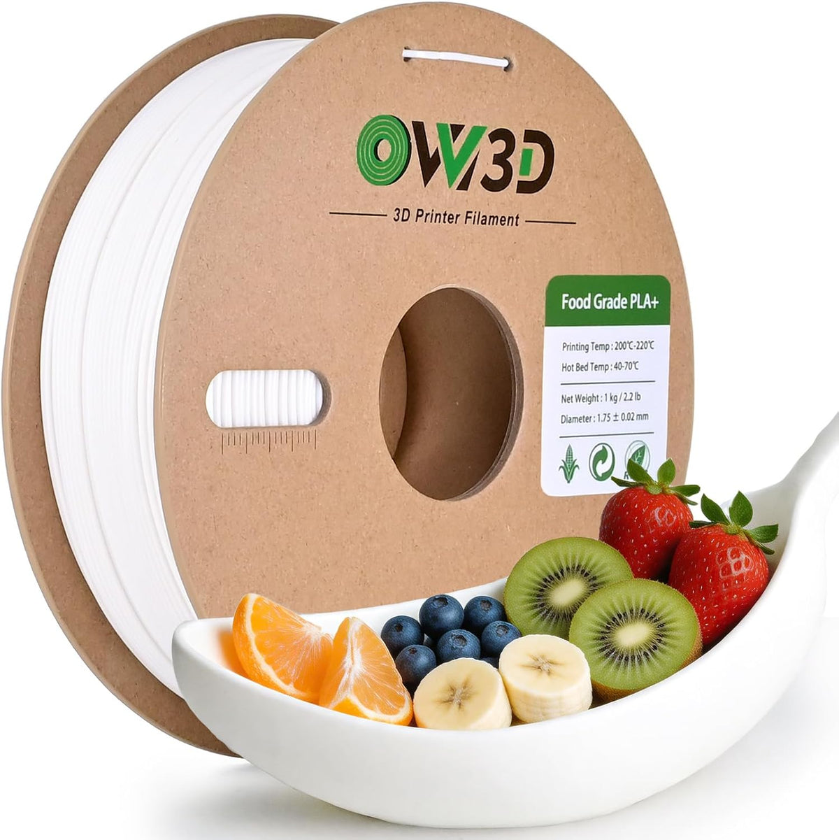 OVV3D Filamento PLA seguro para alimentos de 0.07 in, 2.2 lbs PLA+...