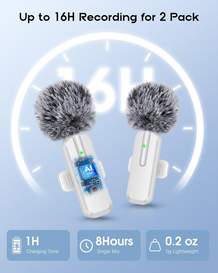 Micrófono inalámbrico mini para iPhone - Pack de 2 micrófonos laval...