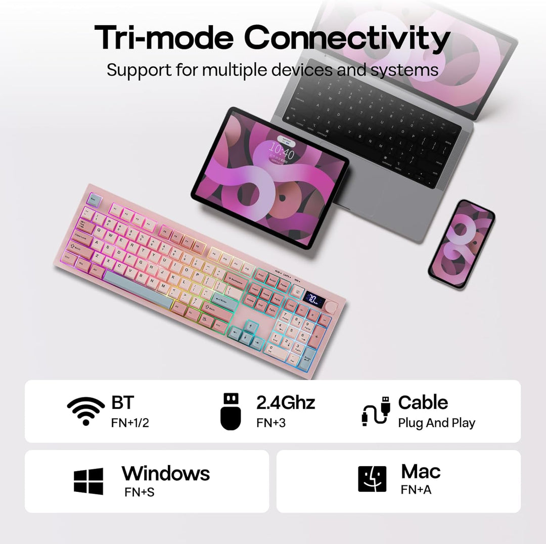 EPOMAKER Aula S102 PRO Membrane Gaming Keyboard with TFT Screen, Vo...