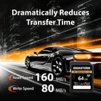 Recuperación de datos gratuita de 5 años: tarjeta SD GIGASTONE de 64 GB, cámara 4K extrema, velocidad de hasta 160 MB/s, tarjeta de memoria UHS-I A2 V30 U3 SDXC de alta velocidad de video UHD