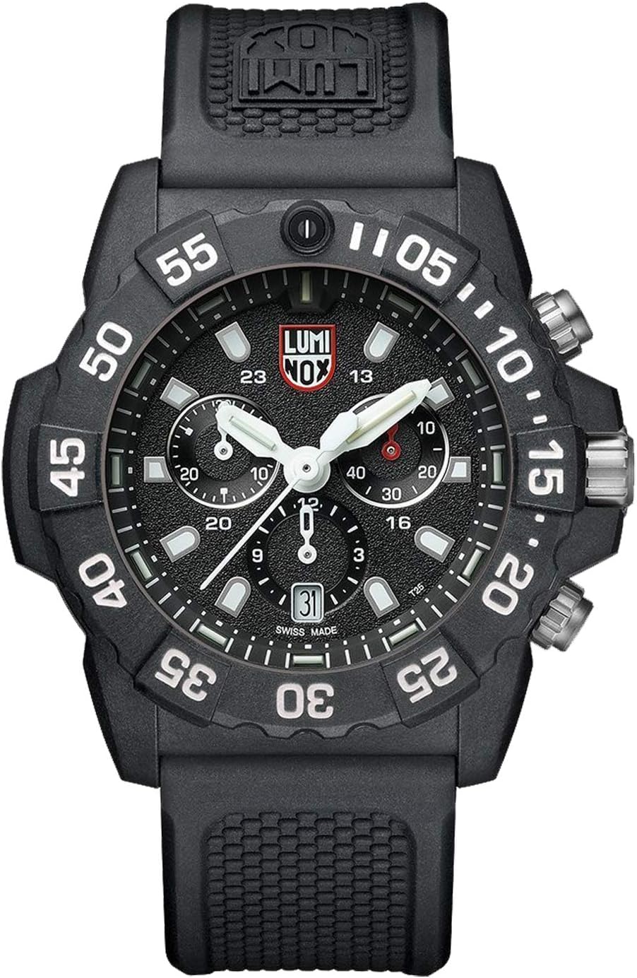 Luminox Navy Seal Cronógrafo Reloj para hombre 1.772 in Serie 3580/3590 Cronógrafo militar CARBONOX™ Reloj de cuarzo suizo 200M impermeable auto luminoso