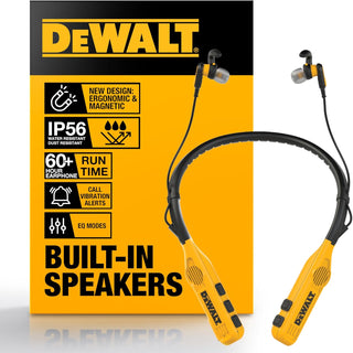 DEWALT Auriculares de cuello Bluetooth 2-en-1 de alta resistencia c...