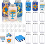 Qinyoung 12 Set Hanukkah Craft Mason Jar Craft con LED Candle Chanukah Set