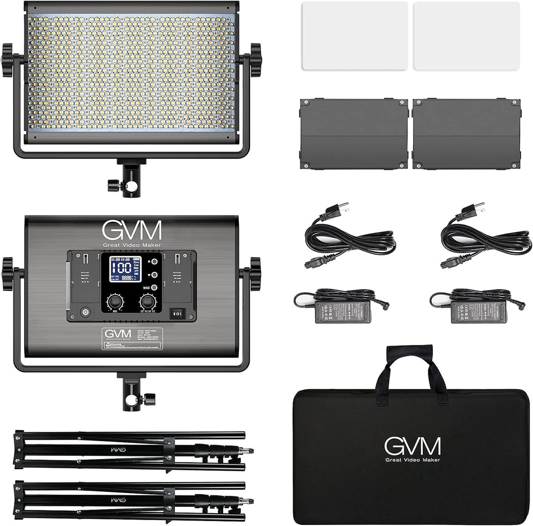 GVM - Luz de video LED RGB de 1300D, kit de iluminación de video de...