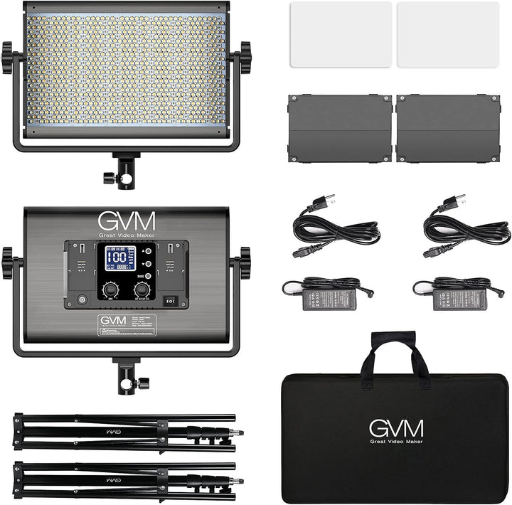 GVM - Luz de video LED RGB de 1300D, kit de iluminación de video de...