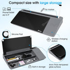 Varhomax Glass Desk Whiteboard con Wireless Charger, Desktop Organizer