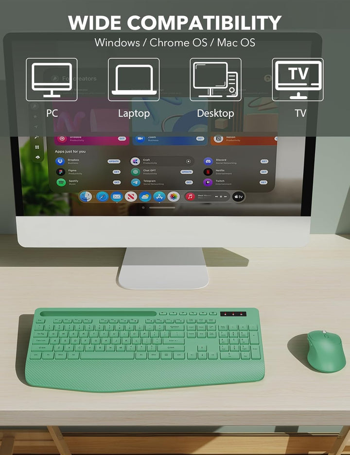 Combo de teclado y mouse inalámbrico - Teclados ergonómicos de tama...