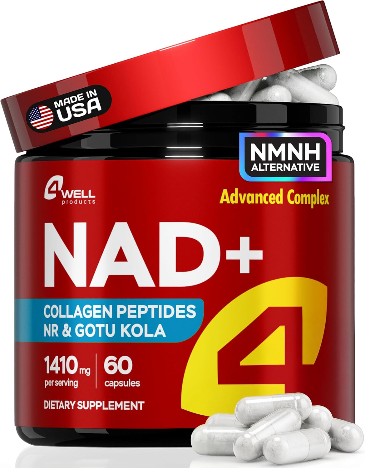 Suplemento NAD Plus de 1400 mg - Suplemento alternativo NMNH apoya...