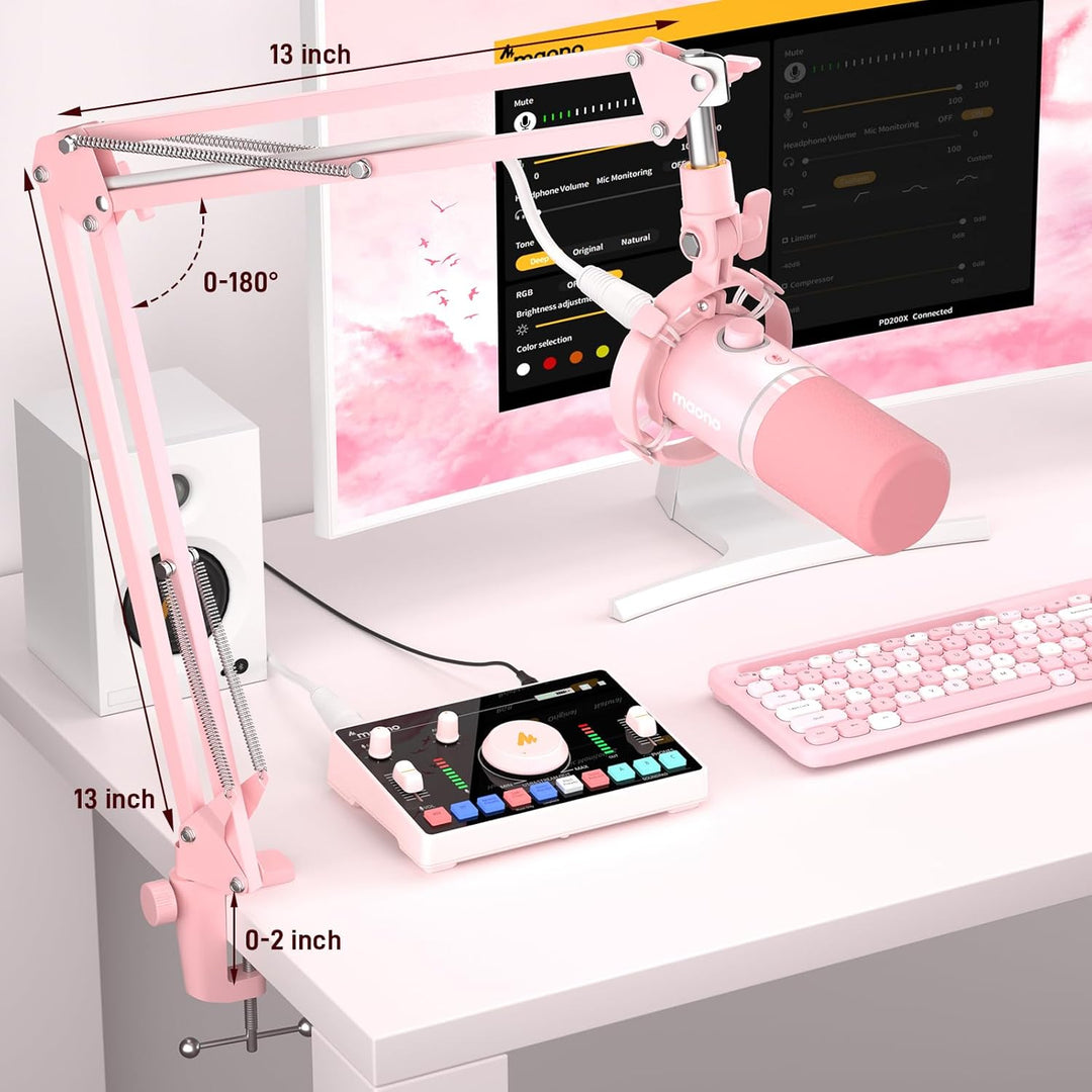 MAONO Kit de micrófono dinámico XLR\/USB, micrófono RGB para juegos...