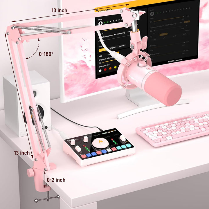 MAONO Kit de micrófono dinámico XLR\/USB, micrófono RGB para juegos...