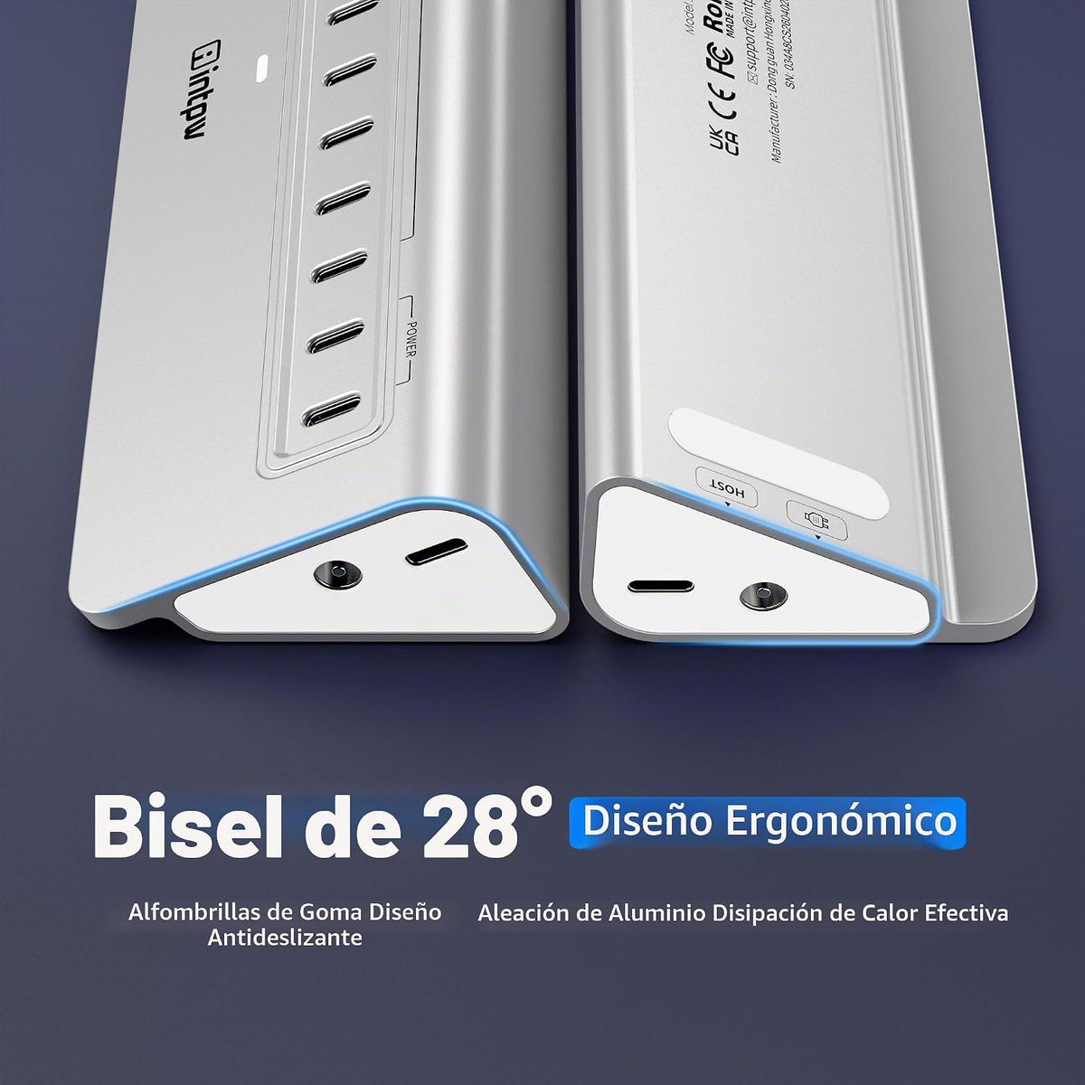 intpw, YH12, hub USB de 12 puertos, alimentado