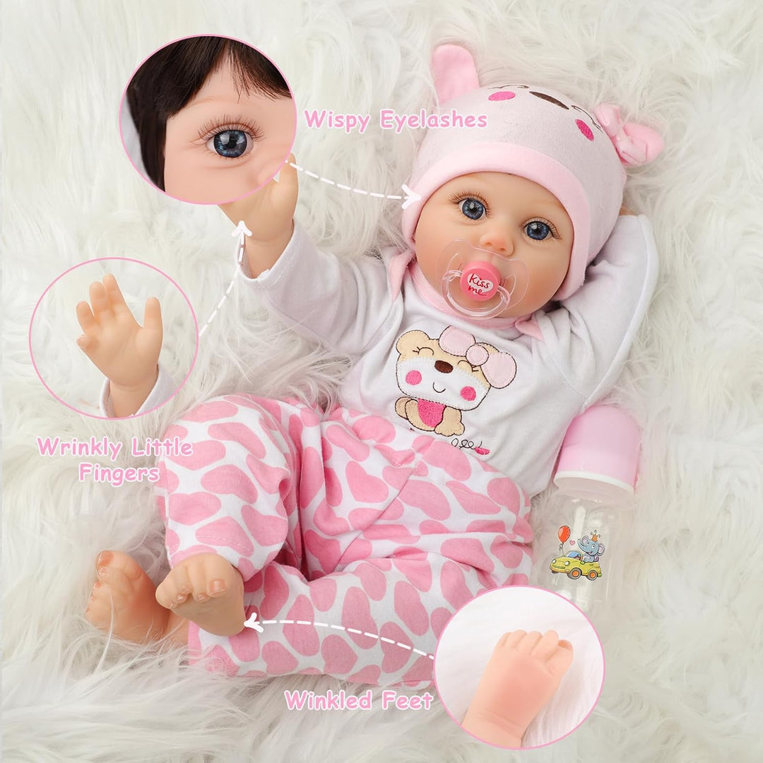 Kdudgso Muñecas Reborn Baby Girl de silicona realista de 22 pulgada...
