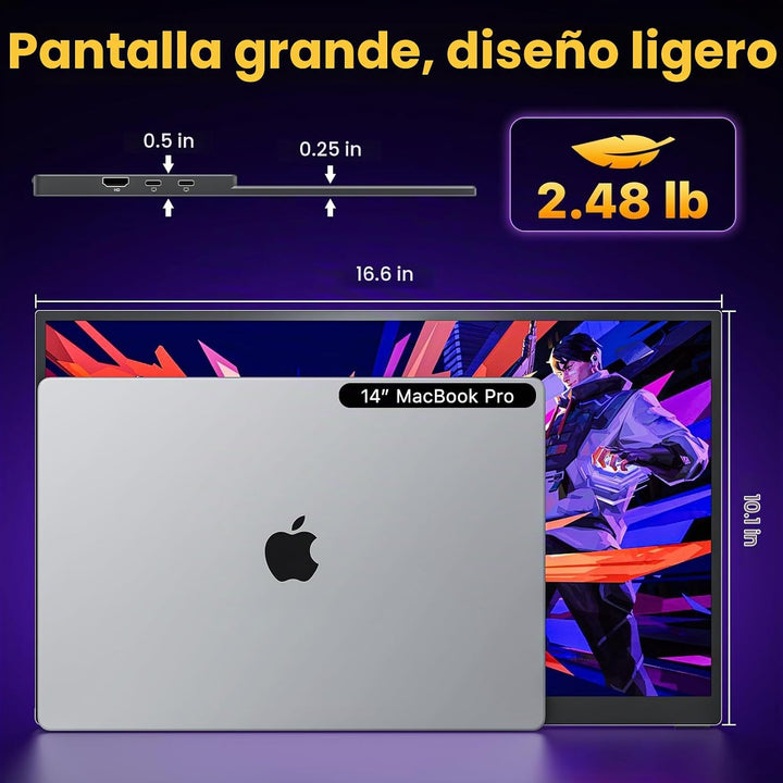 cocopar Monitor portátil de 18.5 pulgadas 2K QHD 120Hz 120% sRGB Mo...