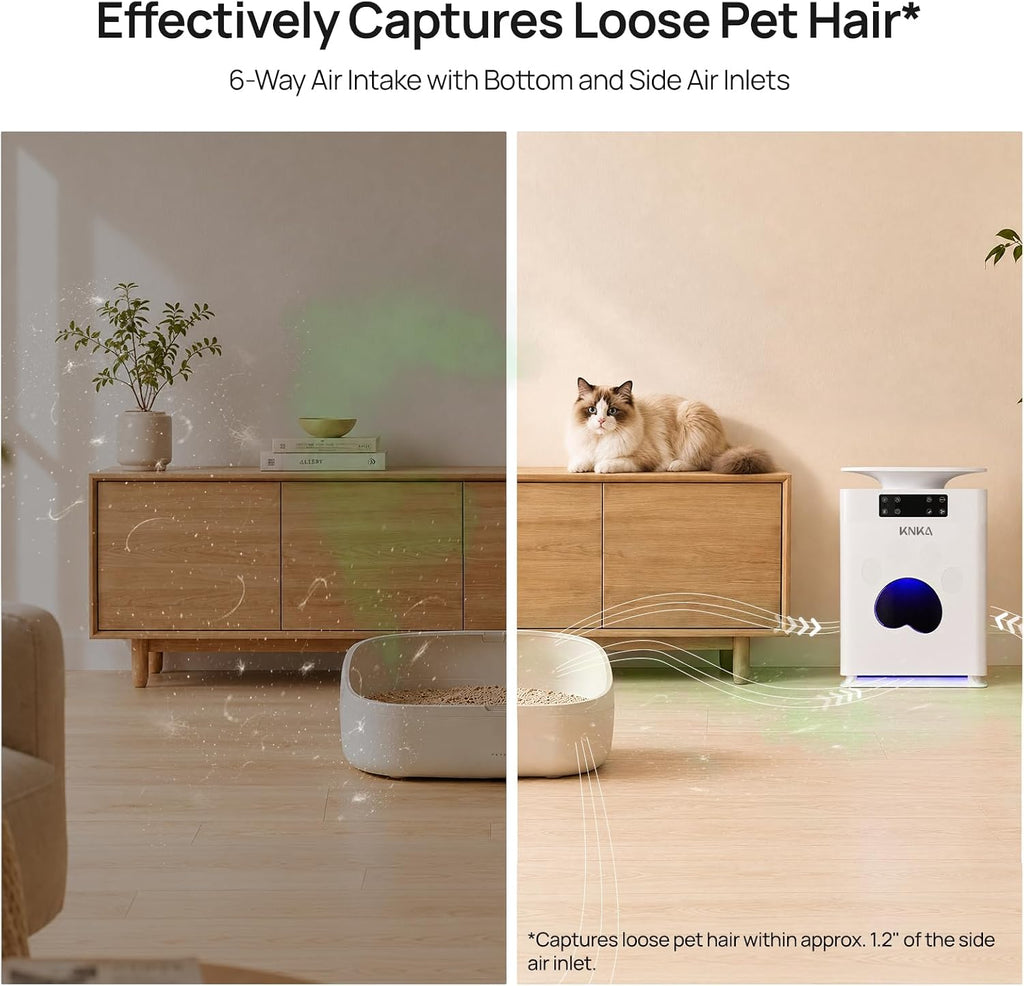 KNKA Purificador de aire para mascotas para el hogar, mascotas, habitación