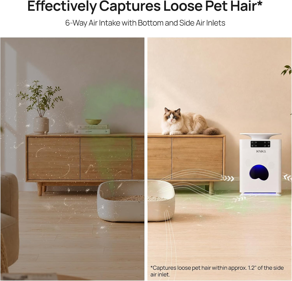 KNKA Purificador de aire para mascotas para el hogar, mascotas, habitación