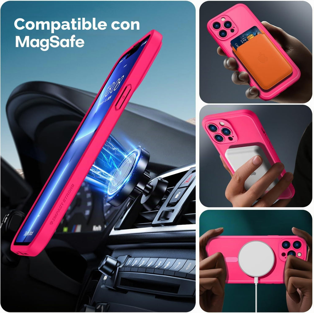 ImpactStrong Protector magnético diseñado para iPhone 13 Pro Max [protección de cámara] [prueba de caídas de grado militar] [compatible con MagSafe] Funda de teléfono delgada translúcida mate (6.7