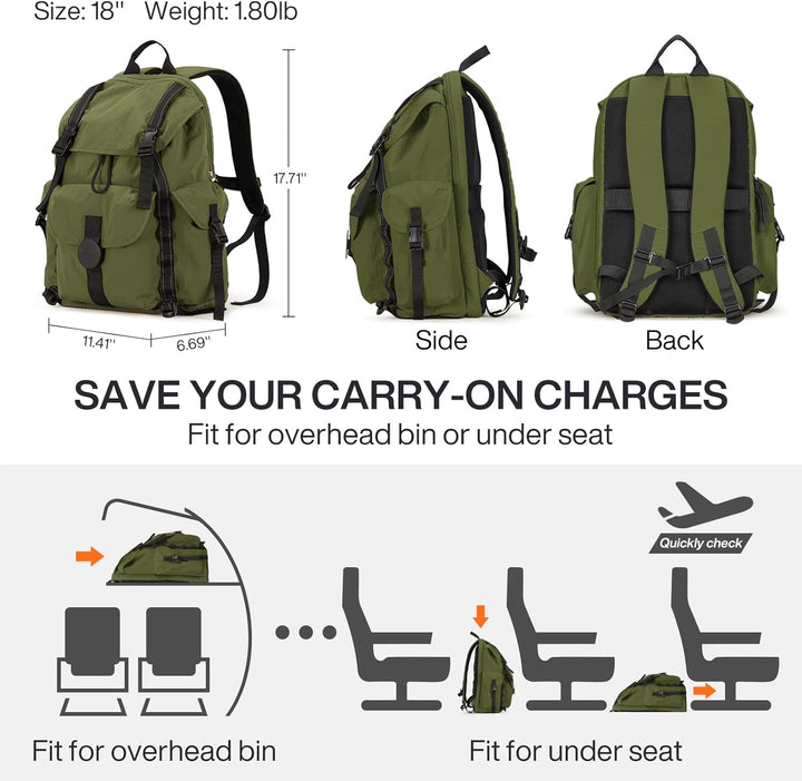 mixi Mochila de Viaje Equipaje de Mano Mochila para Portátil Aproba...