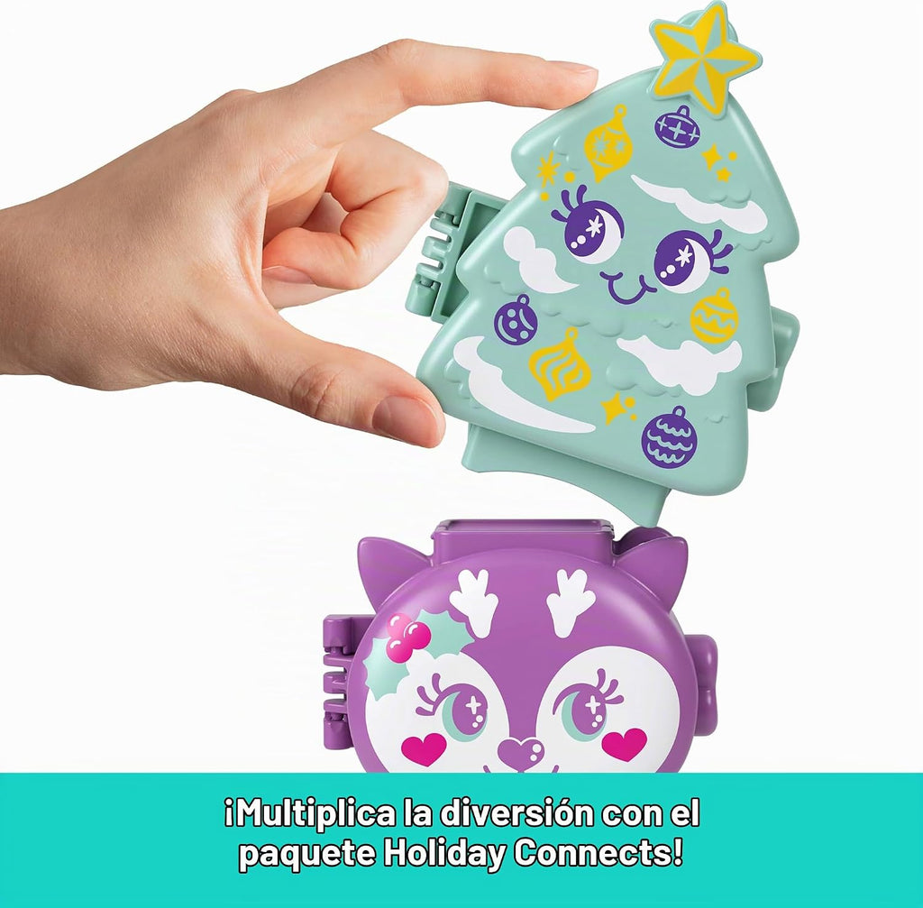 Polly Pocket Mini juguetes, paquete compacto apilable de vacaciones con micro muñeca, accesorios, animal de mascota, juguete de viaje con clip