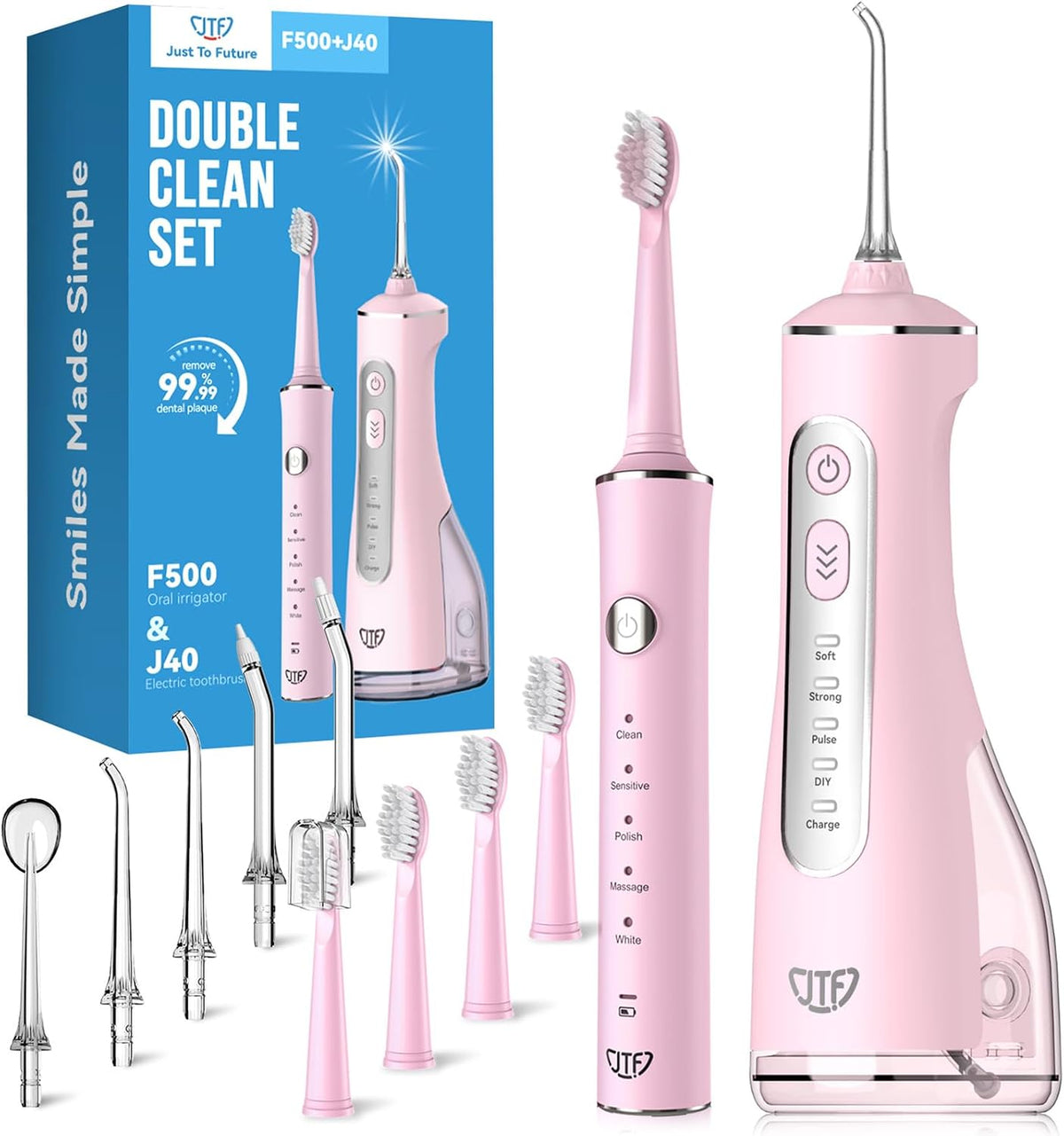 JTF Electric Toothbrush & Water Flosser Combo, 2-1 Portable Oral Clean Kit
